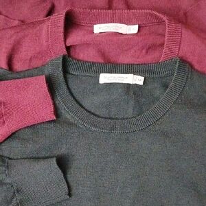 Suitsupple Set (2) Merino Wool Green(M) Maroon(XL) Sweaters/FLAWED